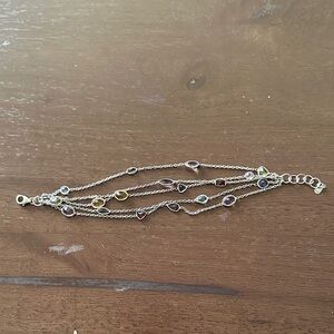 Elegant Sterling Silver Bracelet with Colorful Gemstones